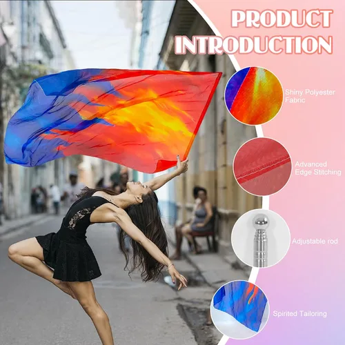 Miniatura 3 de Juego de 2 Banderas de Adoración y Alabanza de 67" x 43.3" con Varilla Flexible Fuego Consumidor Bandera de Adoración Banderas de Danza de Alabanza
