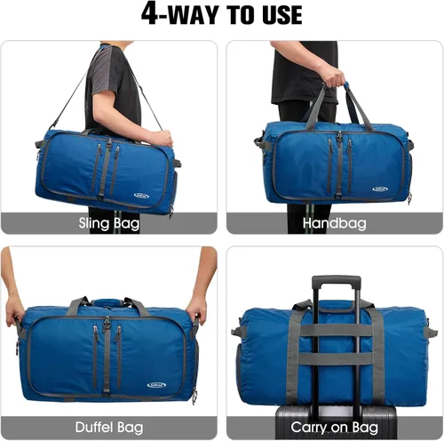 Miniatura 5 de G4Free, bolsa plegable, de lona, para viajar, liviana, de 22 pulgadas, para equipaje, deportes, gimnasio