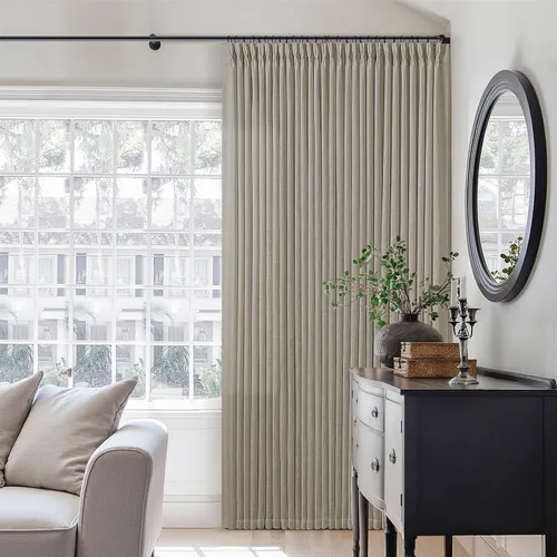 Miniatura 50 de Cortinas de lino natural con pliegues fruncidos de 120 pulgadas de largo para sala de estar, cortinas plisadas con ganchos y lengüeta trasera