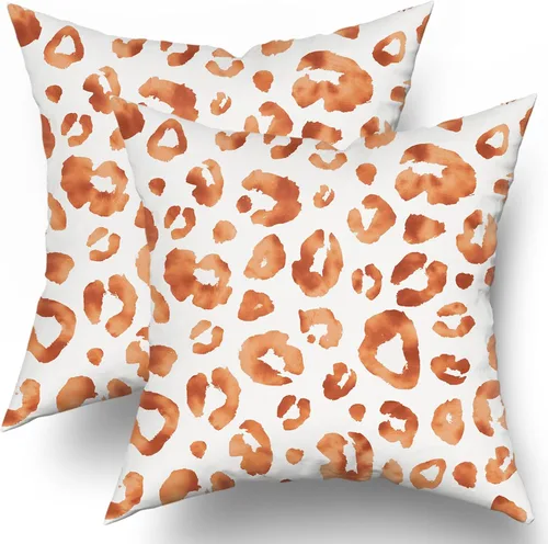 Miniatura 10 de Juego de 2 fundas de almohada con estampado de leopardo gris aguamarina de 16 x 16 pulgadas, diseño de guepardo gris acuarela y blanco, fundas