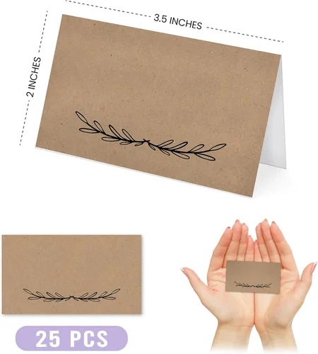 Miniatura 3 de 25 tarjetas rústicas de papel kraft para mesa de tienda de campaña para boda, Acción de Gracias, Navidad, vacaciones, Pascua, catering, bufé
