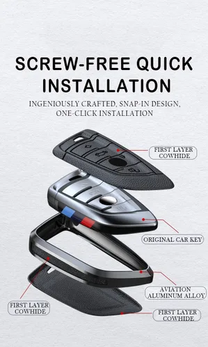 Miniatura 4 de SANRILY Funda de llavero negra sin llave para BMW Serie 3 Serie 5 Serie 6 Serie 7 Serie 2020 2021 X1 X3 X4 M5 Carcasa de metal con llavero, Negro
