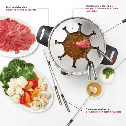 Miniatura 5 de Starfrit Juego de fondue eléctrica de 12 piezas, 3 L, cable magnético de liberación rápida, 1500 W, perfecto para queso y chocolate