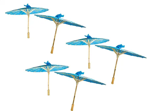 Miniatura 3 de TJ Global Pack de 6 sombrillas japonesas chinas de 22.0 in para bodas, fotografías, disfraces, cosplay, decoración y otros eventos, 6 paraguas
