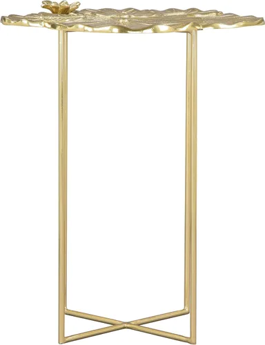Miniatura 6 de Zuo Mesa auxiliar Lotus dorada, mesa auxiliar dorada, estilo glamuroso, soporta hasta 35 libras, hierro, sala de estar en interiores, 16.7 pulgadas