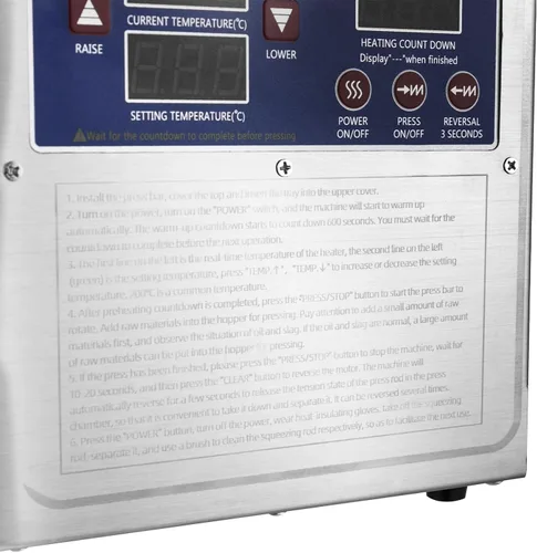 Miniatura 5 de Máquina de prensa de aceite, máquina de aceite de prensa fría y caliente de 820 W, expulsor de aceite orgánico, extractor de prensa de aceite