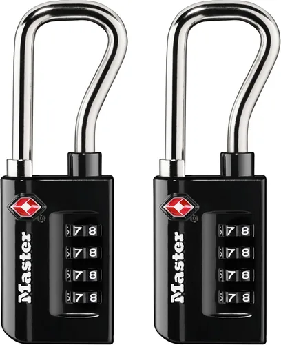 Miniatura 9 de Master Lock Candado, establece tu propia combinación de candado para equipaje aceptado por la TSA, 1-5/16 pulgadas de ancho, 4696D, negro