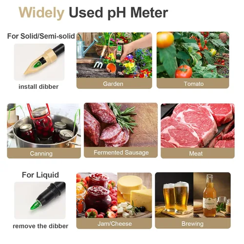Miniatura 6 de Medidor de pH de suelo para alimentos, probador de pH de agua Bluetooth para suelo e hidropónico, medidor de pH y temperatura digital para mermelada