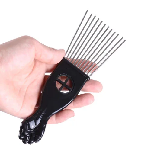 Miniatura 6 de Peines de metal para el cabello, 3 unidades, peine de púas afro, peine de dientes anchos, peine para peluquería, herramienta de peinado