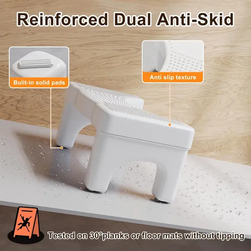 Miniatura 3 de Taburete de inodoro prémium para adultos, taburete antideslizante para baño, taburete portátil para adultos y niños, escalón de 7 pulgadas