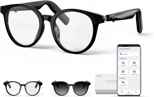 Miniatura 10 de GetD Lentes de sol inteligentes, lentes polarizados redondos Bluetooth para mujeres y hombres con altavoz, gafas de música, traductor AI, duración