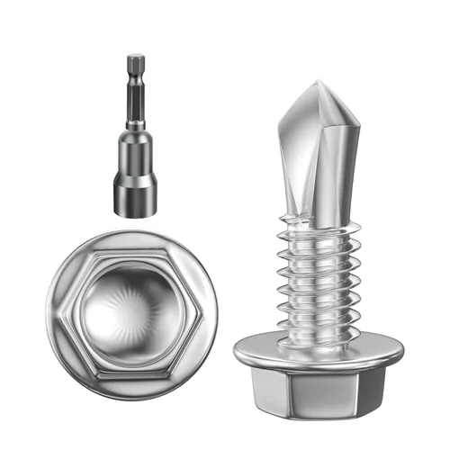 Wensilon (350 piezas) #8 × 5/8 pulgadas Tornillos autoperforantes con cabeza de arandela hexagonal, tornillos 410 de acero inoxidable, tornillos