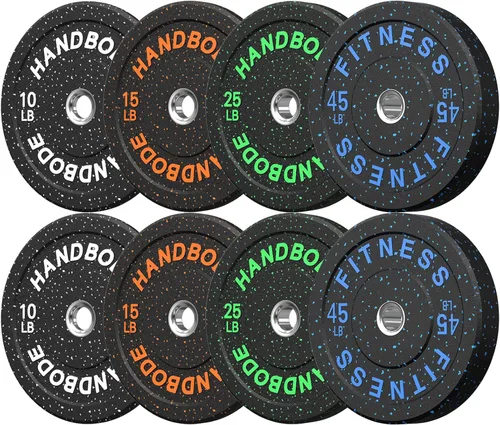 Miniatura 24 de HANDBODE Placas de Parachoques de 2 Pulgadas de Alto Rebote, Juego de Placas de Peso Olímpico 45/100/160/190/260/300lb, Juego de Placas