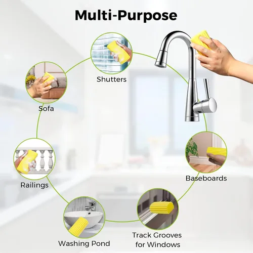 Miniatura 5 de Jeymei Organizador de cables negros para electrodomésticos de cocina y paquete de 4 esponjas húmedas limpias, color amarillo