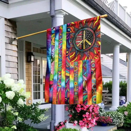 Miniatura 12 de Banderas PSL318F - Bandera hippie de personas que viven la vida en paz PSL318F, bandera de jardín (11.5 x 17.5 pulgadas), banderas de jardín de casa