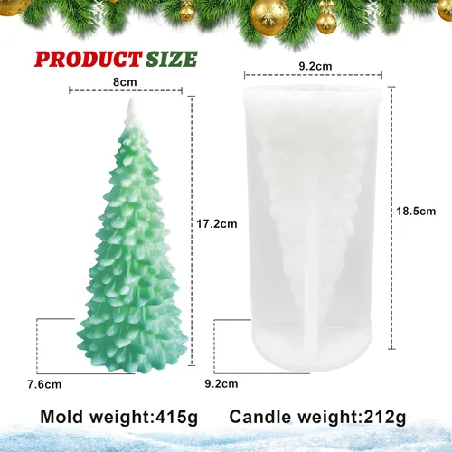 Miniatura 2 de Molde de vela de árbol de Navidad de gran tamaño para hacer velas, molde de silicona de Navidad 3D para fundición de resina DIY yeso arcilla