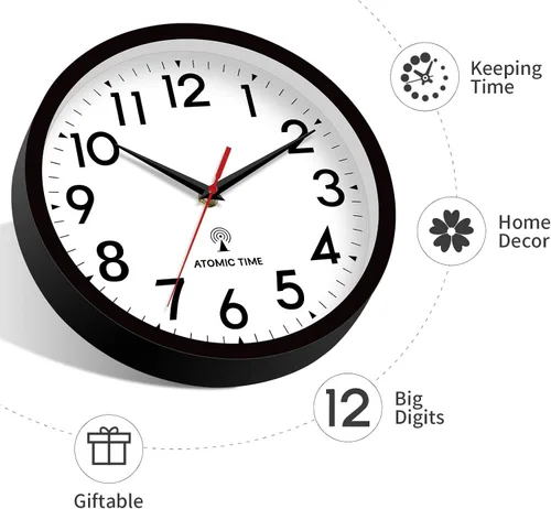 Miniatura 5 de DAXSMY Atomic - Reloj de pared analógico de 14 pulgadas, funciona con pilas, moderno, decorativo, para sala de estar, cocina, oficina, dormitorio