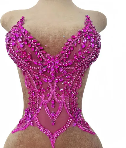 Miniatura 13 de Parches de encaje con cuentas a mano, disfraces, apliques con cristales de diamantes de imitación para manualidades, protege bodas, fiestas