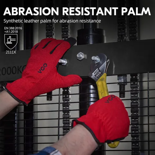 Miniatura 2 de Vgo... 5-Pairs High Dexterous Work Gloves For Men Women,Breathable,Light Duty,Excellent Grip,Value Pack (L, 5 Colors, AL8736)