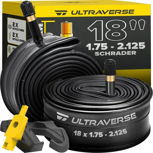 Ultraverse Tubo interior de bicicleta para neumáticos de bicicleta de 18 x 1.75/1.95/2.10/2.125 pulgadas con válvula Schrader - Tubos de goma para