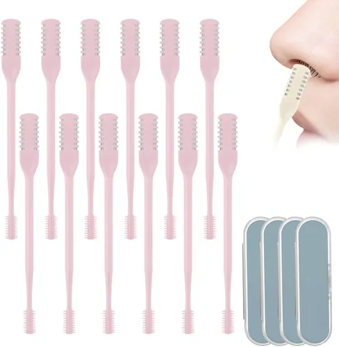 Miniatura 13 de AIIONP Cortador de vello nasal para mujeres y hombres, herramienta de eliminación manual de vello de fosa nasal giratoria de 360°, cuchilla de vello