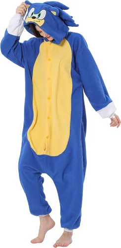 Miniatura 2 de BDZaigozaiwu Pijama sónico para adultos, disfraz de Halloween, de una sola pieza, ropa de dormir para hombres y mujeres