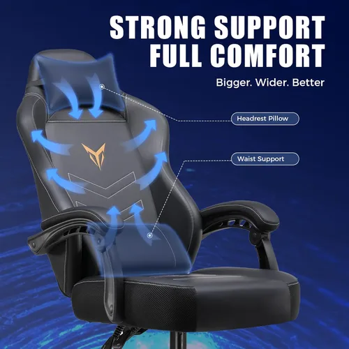 Miniatura 5 de GTPLAYER Silla para juegos, silla reclinable con reposacabezas y soporte lumbar, reposabrazos de conexión, silla ergonómica para juegos, respaldo