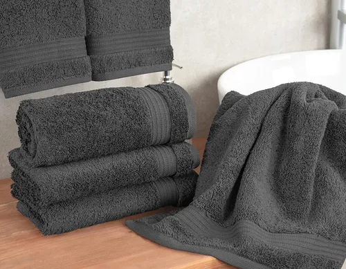 Miniatura 2 de Cotton Paradise - Juego de 4 toallas de mano para baño, 100% algodón turco, toallas suaves y absorbentes para la cara, toallas de mano color gris