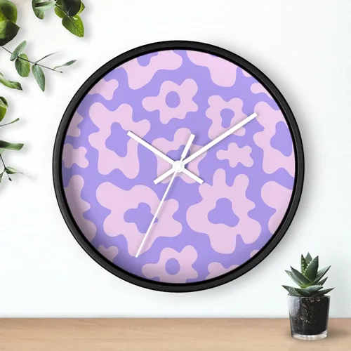 Miniatura 4 de Reloj de pared floral Y2k morado con diseño de flores, Groovy Pastel Kawaii estético Cyberpunk Reloj de pared de cocina, Hippie Retro Decoración