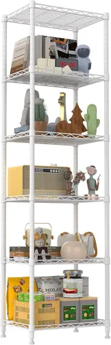 Miniatura 9 de REGILLER Estantería de Alambre de Acero de 6 Niveles, Unidad de Almacenamiento con Estantes Ajustables para Lavandería, Baño, Cocina, Despensa
