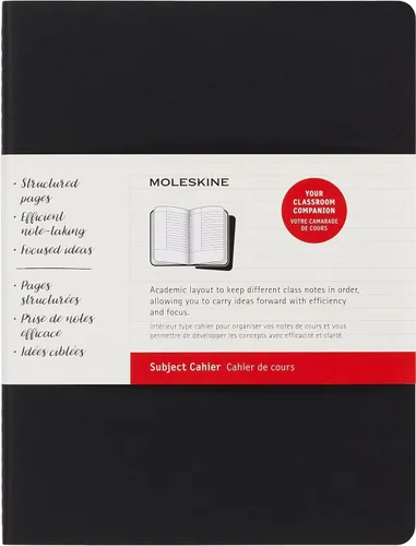 Moleskine Asunto Diario Cahier, tapa suave, XL (7.5 x 9.75 pulgadas), negro y rojo arándano, 160 páginas (juego de 2)