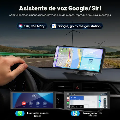 Miniatura 3 de Volam Pantalla Carplay de 9.26 pulgadas para automóvil con cámara de tablero 4K, compatible con Apple Carplay y Android Auto, Carplay con cámara