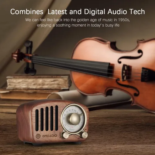 Miniatura 8 de Altavoz Bluetooth retro, radio FM Radio-Greadio vintage con estilo clásico antiguo, fuerte mejora de graves, volumen fuerte, conexión inalámbrica