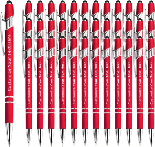 Miniatura 37 de Aolun 108 bolígrafos personalizados al por mayor con stylus grabado, bolígrafos personalizados, metal suave al tacto, grabado de nombre, logotipo