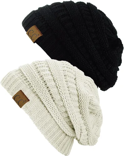 Gorro a la moda de tejido suave abultado, cálido y elástico de C.C