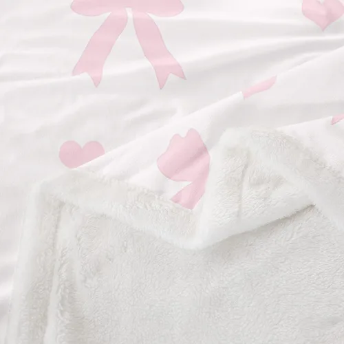 Miniatura 4 de Manta de franela rosa con lazo, estilo princesa, manta de forro polar de ensueño para decoración del hogar, sofá, sofá, manta romántica de forro