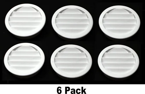 Miniatura 2 de 2.5 "rejilla redonda de plástico Soffit rejilla de ventilación de aire para reptiles cubierta (6, blanco)