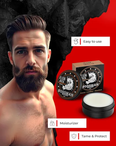 Miniatura 3 de Bálsamo relajante para barba Bossman para hombres (aroma Stagecoach) – Controla, relaja, engruesa y suaviza para el cuidado óptimo de la barba