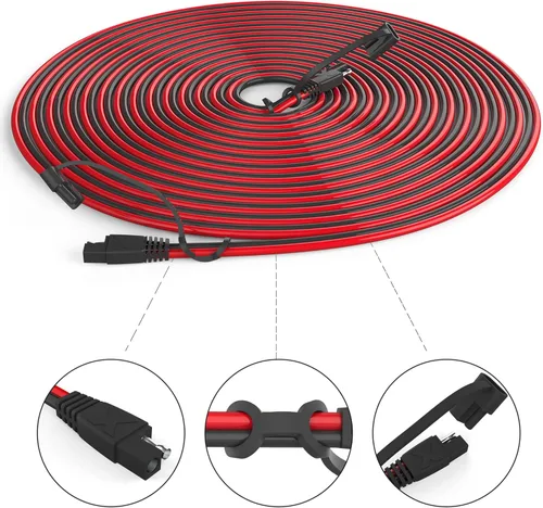 Miniatura 7 de OYMSAE Conector SAE de 50 pies, cable de extensión de panel solar, cable de desconexión rápida SAE a SAE para automóviles, caravanas, motocicletas