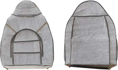 Miniatura 9 de NLQR Fundas de asiento de cuero de repuesto para parte inferior y superior del lado del conductor y del pasajero, color tostado, compatibles