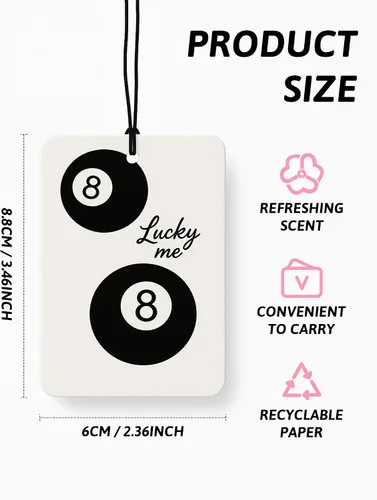 Miniatura 2 de Dark Coquette - Ambientador femenino para automóvil, 4 piezas, retro negro Lucky 8 Ball Cheetah colgante ambientador para autos, armario, cajón