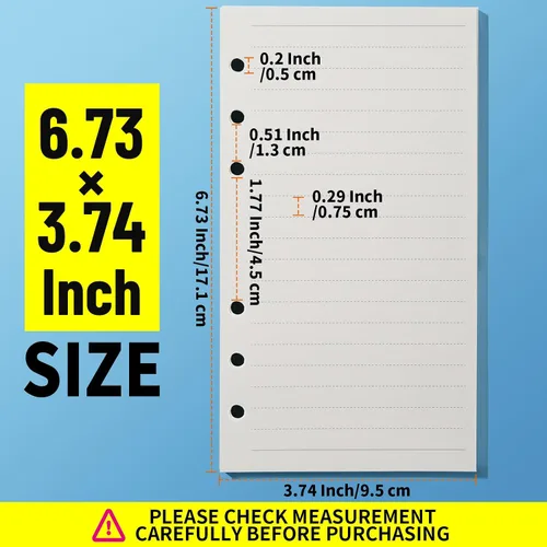 Miniatura 2 de LEOBRO Papel A6, insertos de planificador para carpeta A6, papel rayado de 6.73 x 3.74 pulgadas, papel de relleno, con bolsillos para carpeta