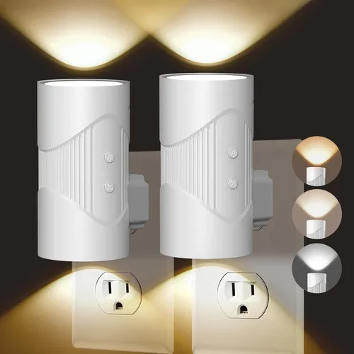 easuntec Luz Nocturna, Luces Nocturnas Enchufables en la Pared, Luz Nocturna LED Cálida, Sensor de Luz de Atardecer a Amanecer, 3 Modos de Luz,