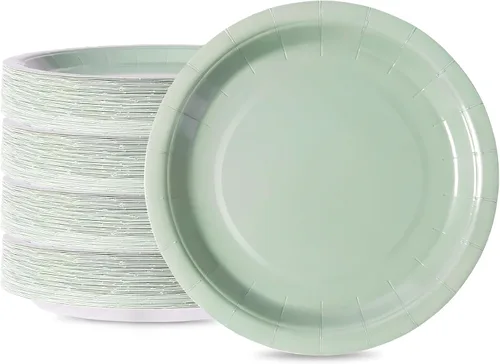 Miniatura 7 de Platos de Papel Desechables Negros, 50 Unidades Platos de Postre para Pastel de 7 Pulgadas a Granel para Suministros de Fiesta, Platos de Fiesta
