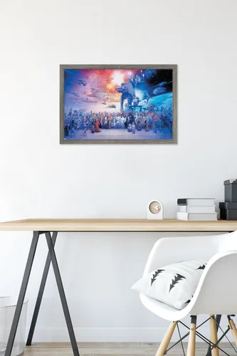 Miniatura 6 de Star Wars: Saga - Póster de pared de galaxia, 22.4 pulgadas de largo x 14.7 pulgadas de ancho, versión enmarcada de madera de granero