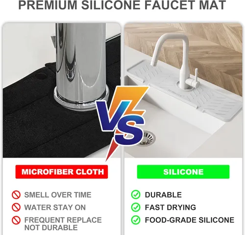 Miniatura 4 de Tapete de silicona para grifo de fregadero de cocina, protector contra salpicaduras Gen 2 con salida y pendiente mejoradas, atrapador de agua de 18