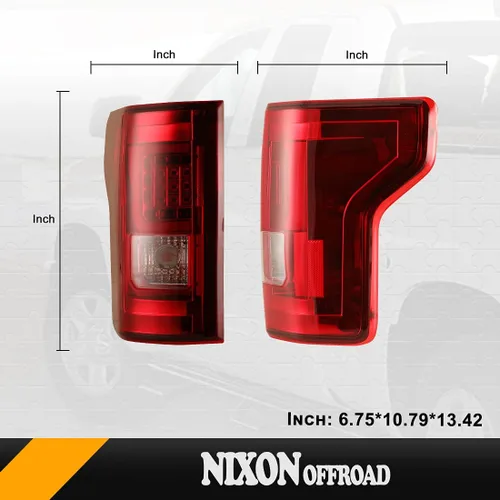Miniatura 2 de Nixon Offroad Luces traseras LED para Ford F-150 2015 2016 2017 con luz de señal de giro LED, luz de funcionamiento, luz de freno (lente roja)