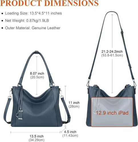 Miniatura 22 de Over Earth Genuine Leather Purses for Women Large Hobo Bags Lady Shoulder Handbags with Detachable Strap