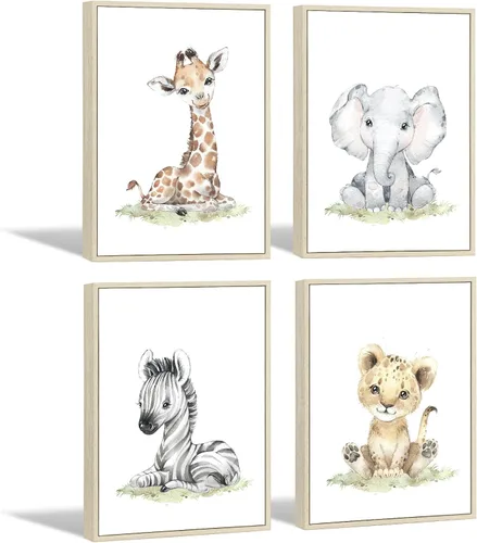 Miniatura 27 de Arte de pared para bebé niño, decoración deportiva para guardería, lienzo de animales de safari, arte de pared de bosque para habitación de bebé