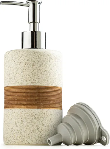 Miniatura 14 de Juego de dispensador de jabón de cerámica con embudo de silicona, jabón de manos, champú, gel de baño, dispensador de loción para cocina y baño